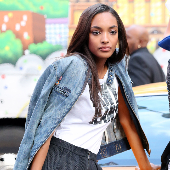 Fashion model Jourdan Dunn shoots a DKNY advertising campaign in Times Square in New York City on October 14, 2013