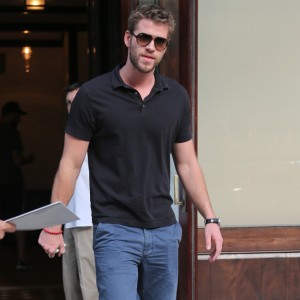 Liam Hemsworth seen leaving his hotel in New York City
