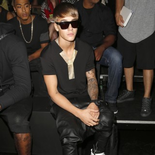 Justin Bieber front row at the Y-3 Spring 2014 Fashion Show in NYC
