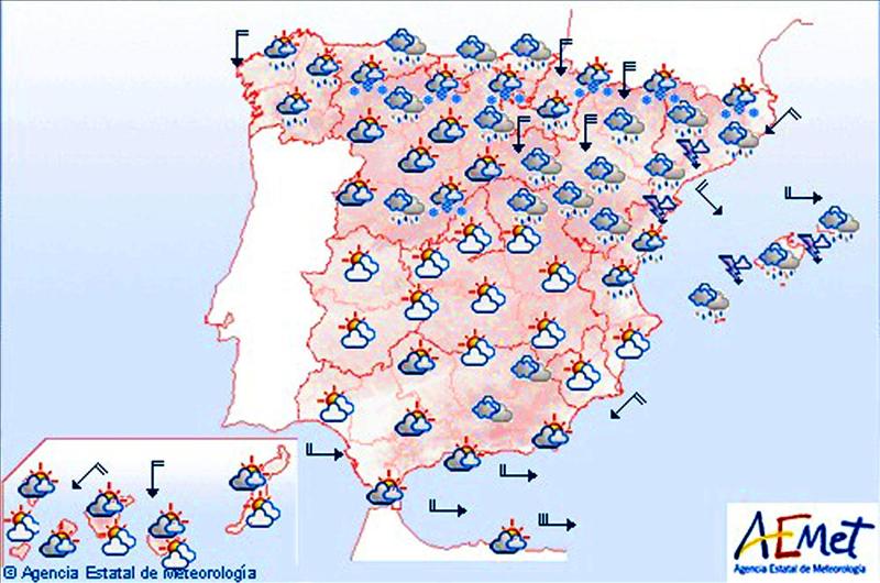 El Tiempo en España, Lunes 18 Noviembre del 2013.