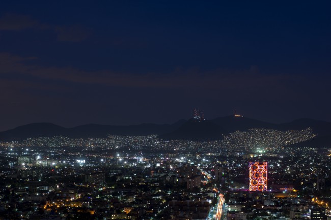 Mexico City lights up by night