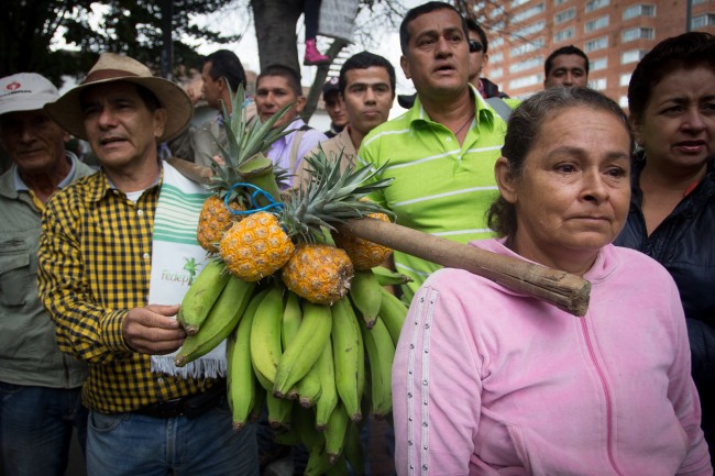 Farmers in Colombia march against President Manuel Santos