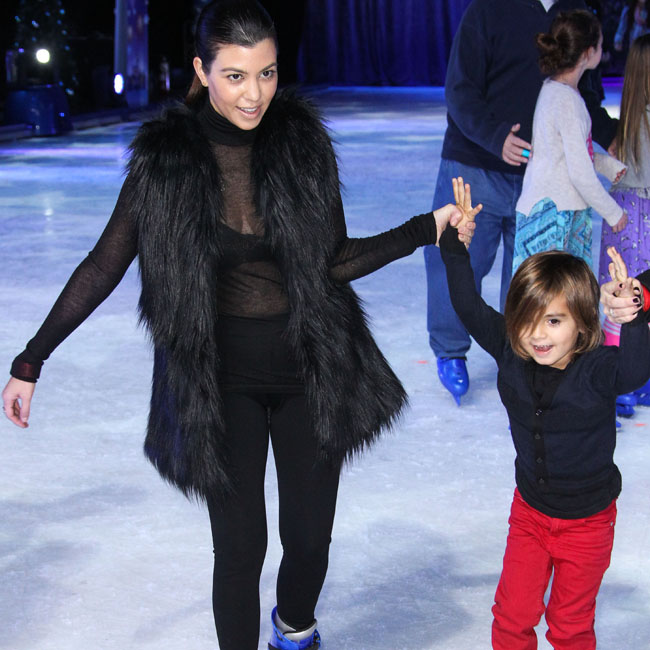 Kourtney Kardashian and son Mason Disick attend Disney On Ice Presents "Rockin' Ever After" Premiere/Skating Party