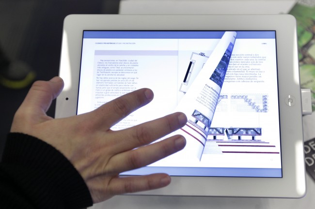 Pavilion of e-books on display at International Book Fair in Guadalaja