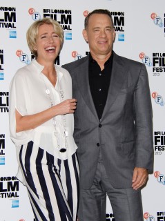 Emma Thompson and Tom Hanks attends a photocall for 'Saving Mr Banks' during the 57th BFI London Film Festival