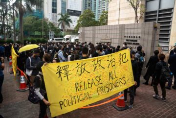 Manifestantes en Hong Kong