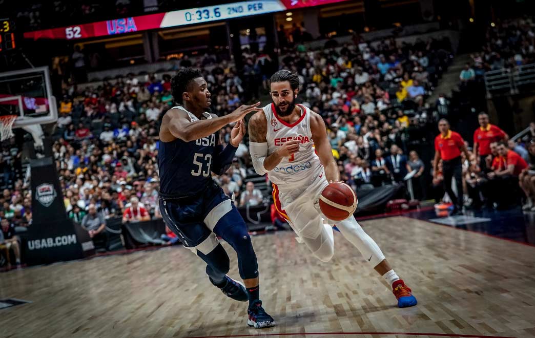 DonovanMitchellyRickyRubio El Digital de Asturias Donovan Mitchell y Ricky Rubio en el último USA-España