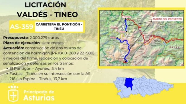 Obras de mejora en la carretera AS-359 del Principado